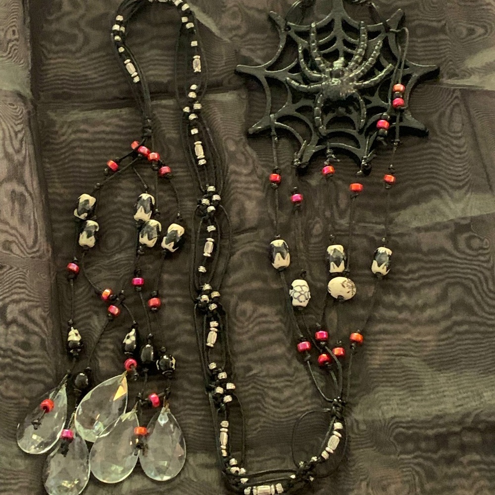 4.5ft. Spider Beaded Sun Catcher Door Curtain Hanger w Vintage Italian Crystal